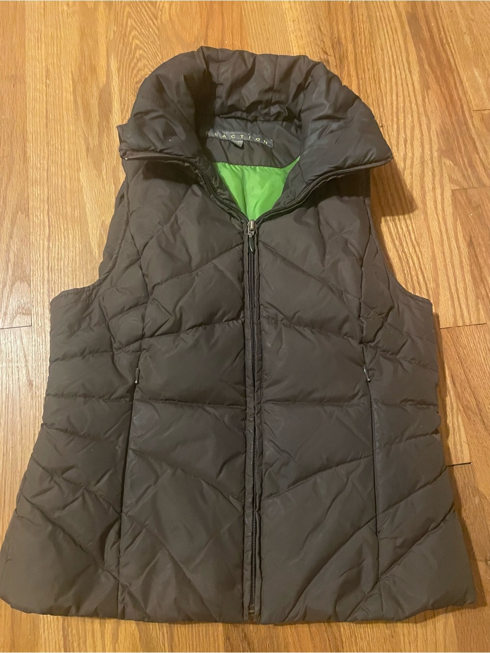 Kenneth Cole Reaction Brown Vest with Lime Green Lining